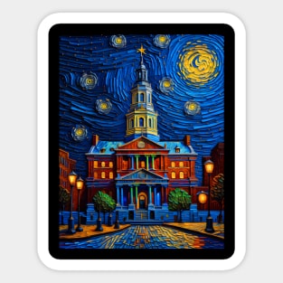 Independence Hall im starry night Sticker